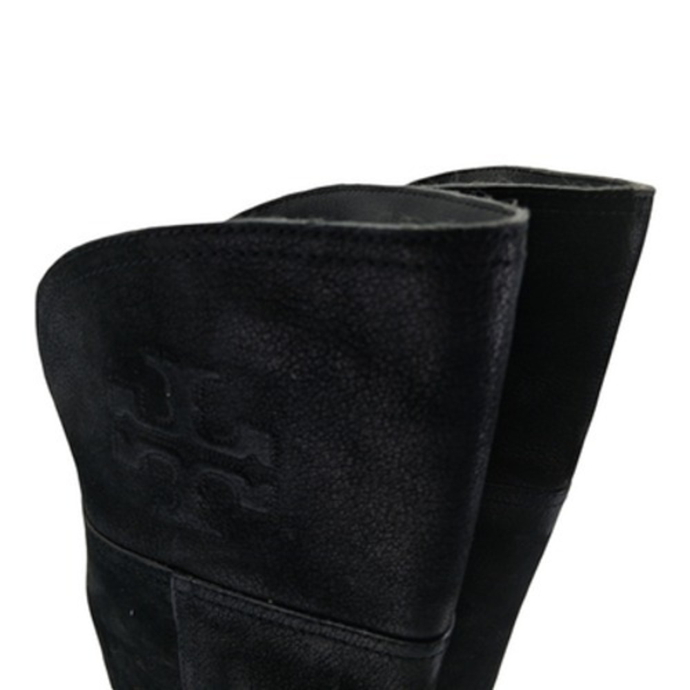 Tory Burch Boots Womens Size 7.5 38 Black Leather Over The Knee Riding Back Zip - Picture 11 of 14